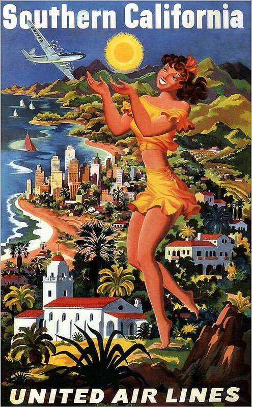 Vintage SoCal Travel Advertisement Poster Vintage SoCal Travel Advertisement Poster