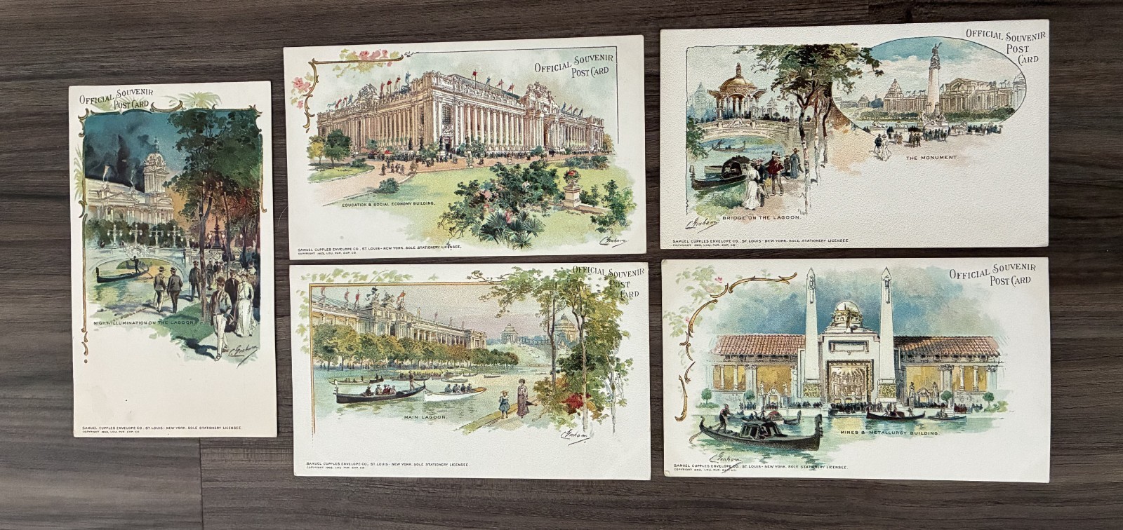 Lot of 5 Vintage 1904 St Louis World’s Fair Postcards Cupples Official Souvenir