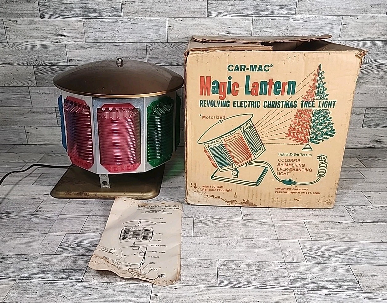 Vintage Car-Mac Magic Lantern Revolving Christmas Tree Spotlight Light 1960s 