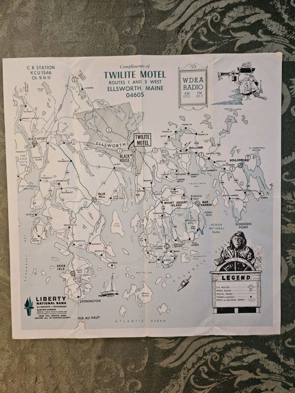 1950s Twilite Motel Ellsworth Bar Harbor Maine Brochure MAP 1950s Twilite Motel Ellsworth Bar Harbor Maine Brochure MAP