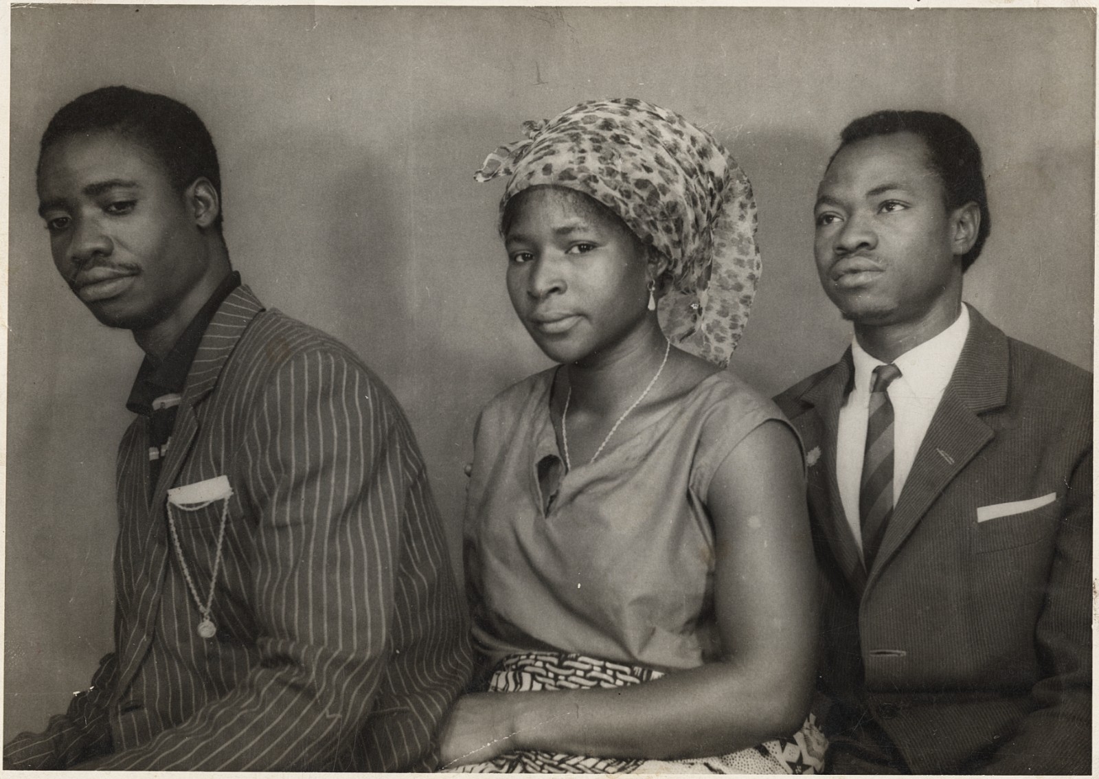 c. 1950\'s Woman and Two Young Men, Mali Photograph by SEYDOU KEITA [Stamped]