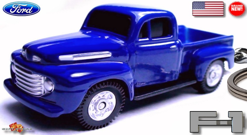 🎁🚦🆕 VERY RARE KEY CHAIN 1948~1950 FORD F-1 BLUE PICKUP TRUCK 💕GREAT GIFT💕🎁
