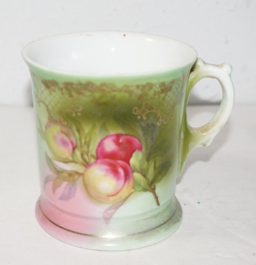 Antique Leuchtenburg C.A.L & S Shaving Mug Hand Painted Apples Plums Green