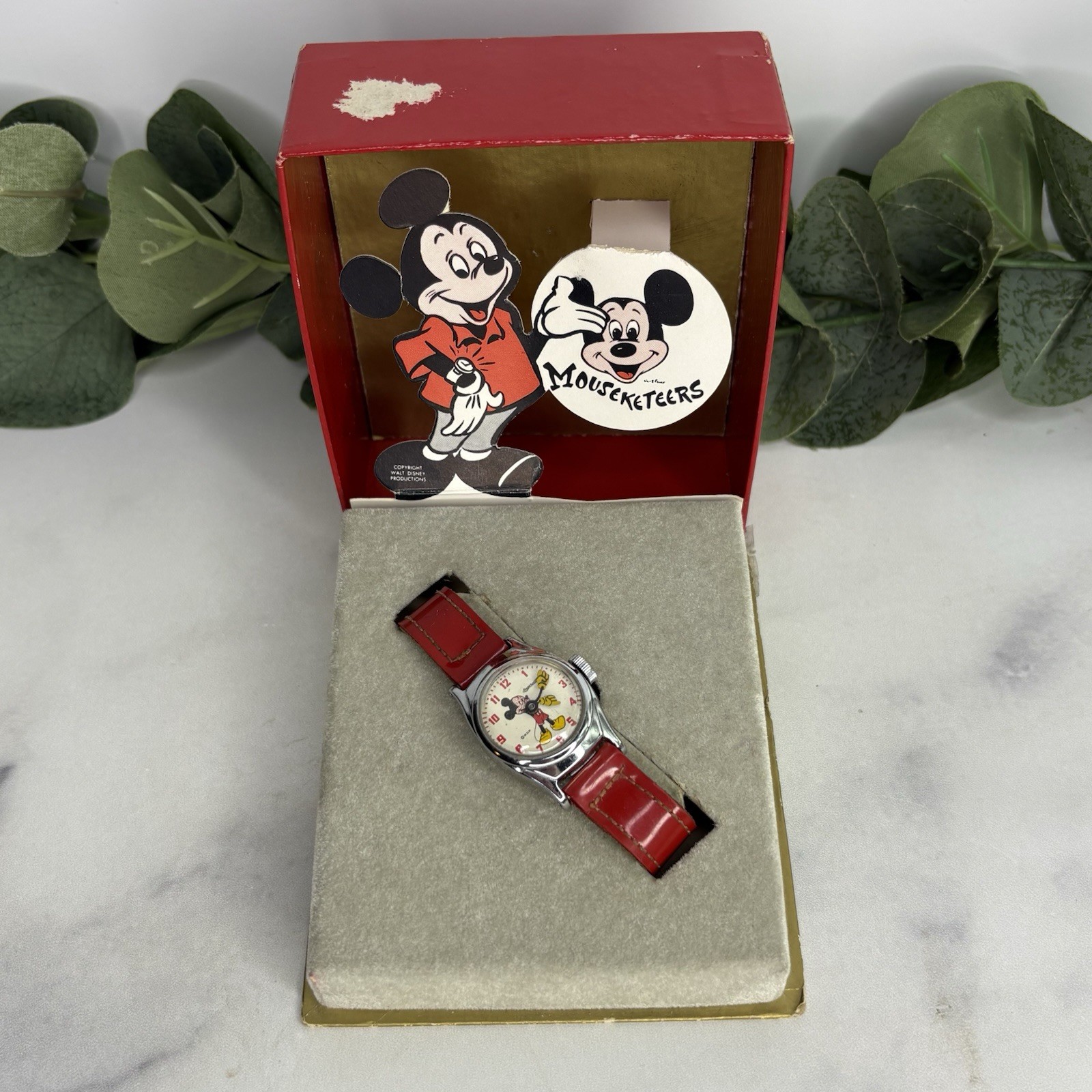 Vintage Disney Mickey Mouse Watch Mouseketeer 1955 Ingersoll Windup Works Vintage Disney Mickey Mouse Watch Mouseketeer 1955 Ingersoll Windup Works