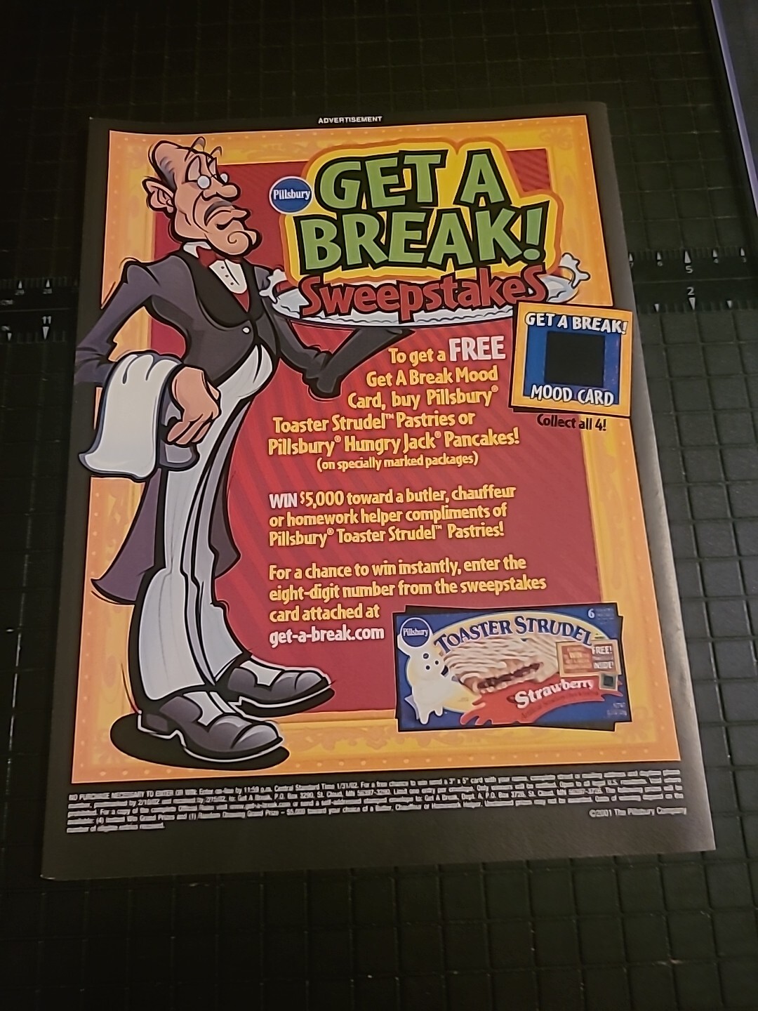 Toaster Strudel Pillsbury Sweepstakes Print Ad 2001 8x11 Great To Frame 