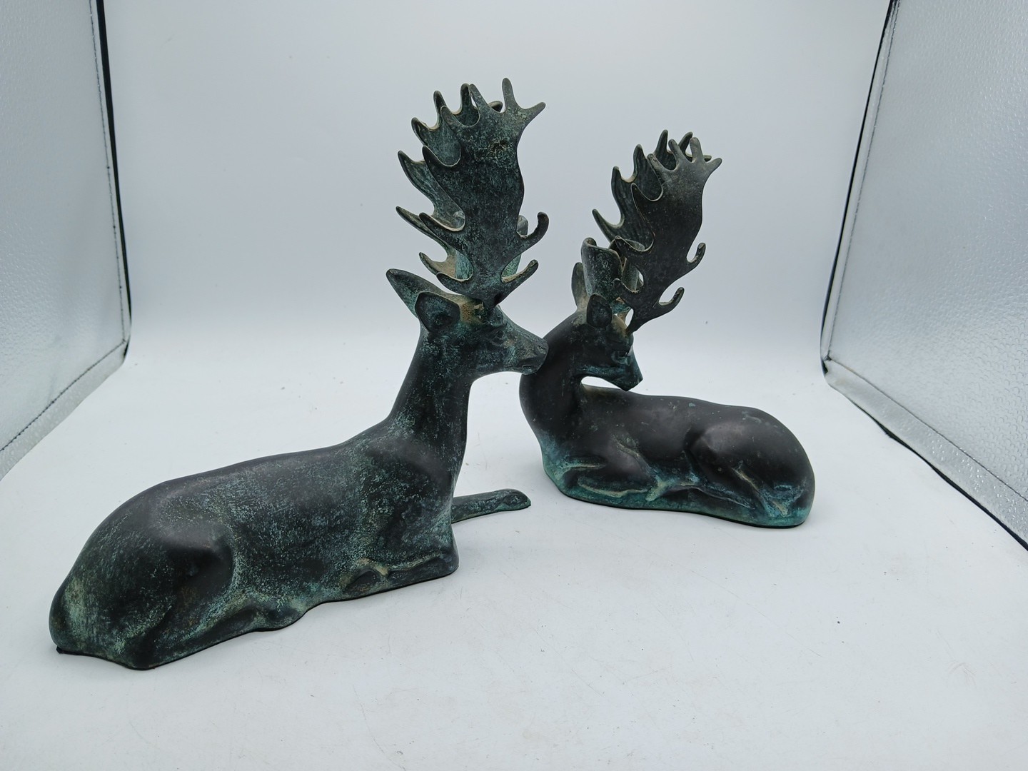 Pair Of Bronze Deer Candle Holders