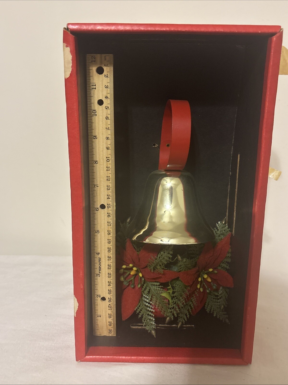 Vintage Christmas Bell and Poinsettia Criterion & Bell Specialty Co NIB NOS