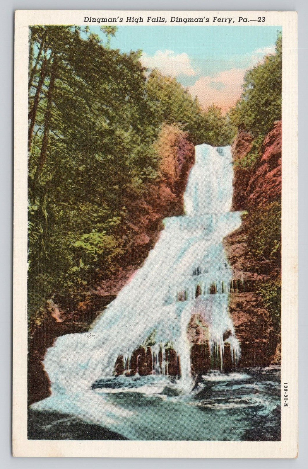 Dingman\'s High Falls Dingman\'s Ferry Pennsylvania Postcard