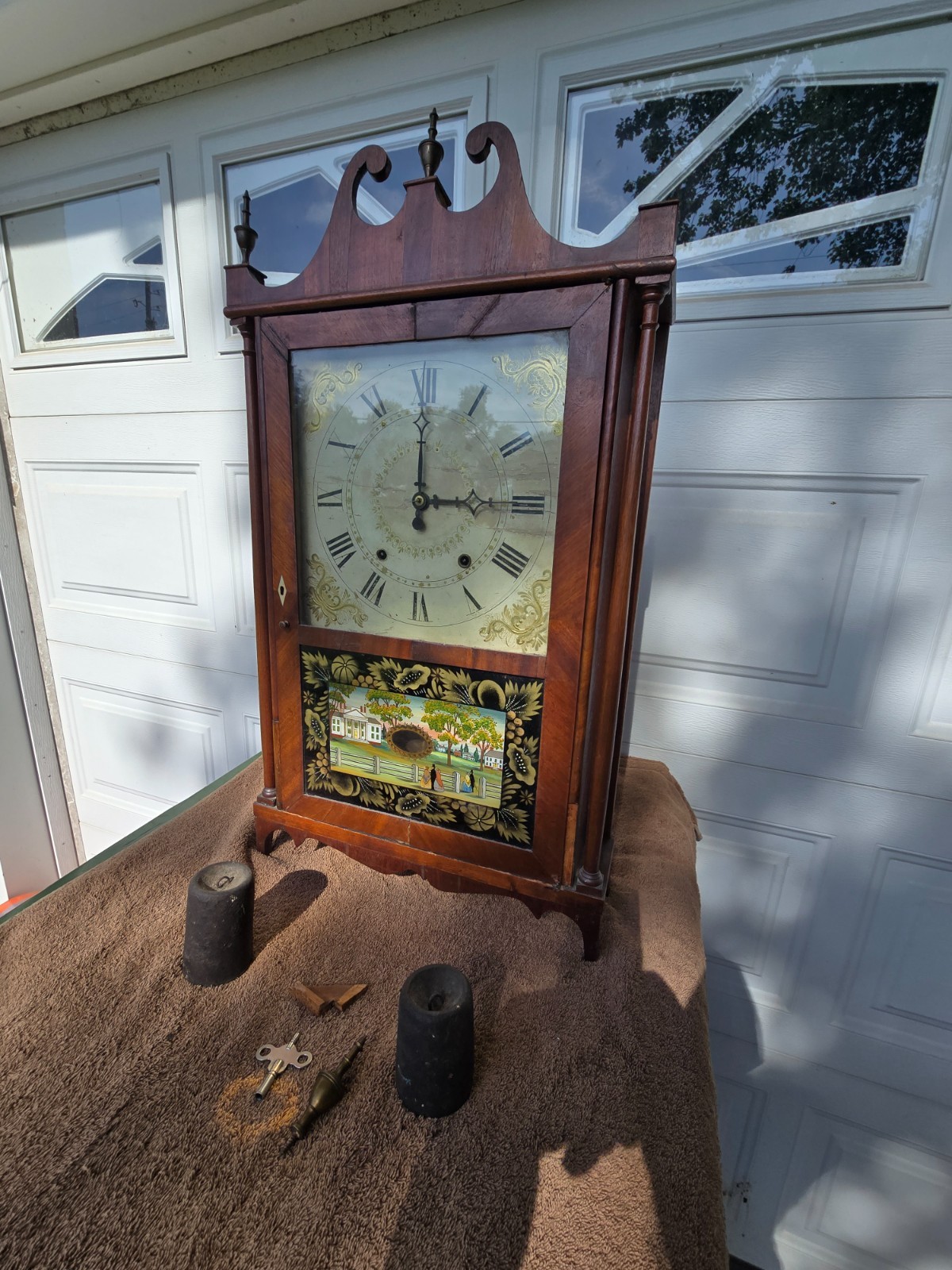 Antique Chauncey Ives Clock mechanical Weight Driven key wind Bristol Conn Antique Chauncey Ives Clock mechanical Weight Driven key wind Bristol Conn
