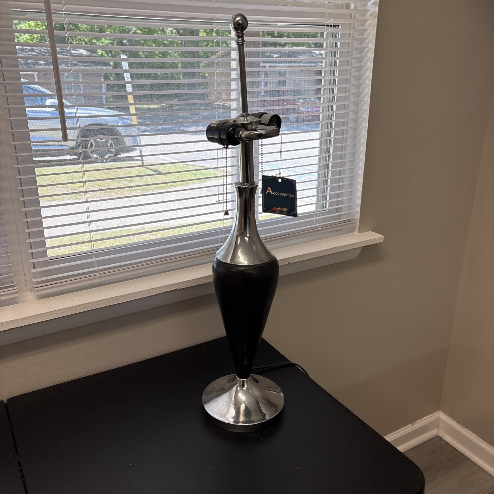 Vintage Ashley Rosewood And Chrome Lamp 29” Tall