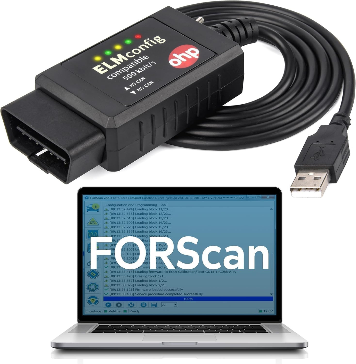 Forscan Elm327-Based OBD2 to USB Diagnostic Scan Tool with Ms-Can/Hs-Can Switch
