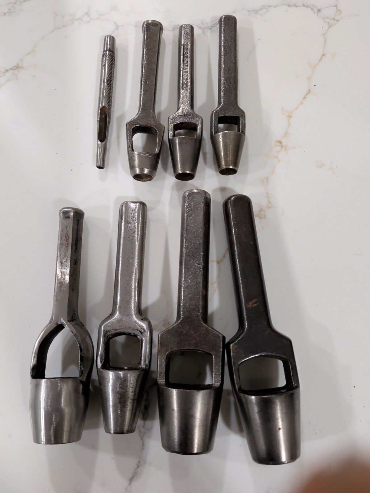Vintage Leather Punch Lot Of 8 Kraueter & Co, Adco, Fulton, Osborne, Vintage Leather Punch Lot Of 8 Kraueter & Co, Adco, Fulton, Osborne,