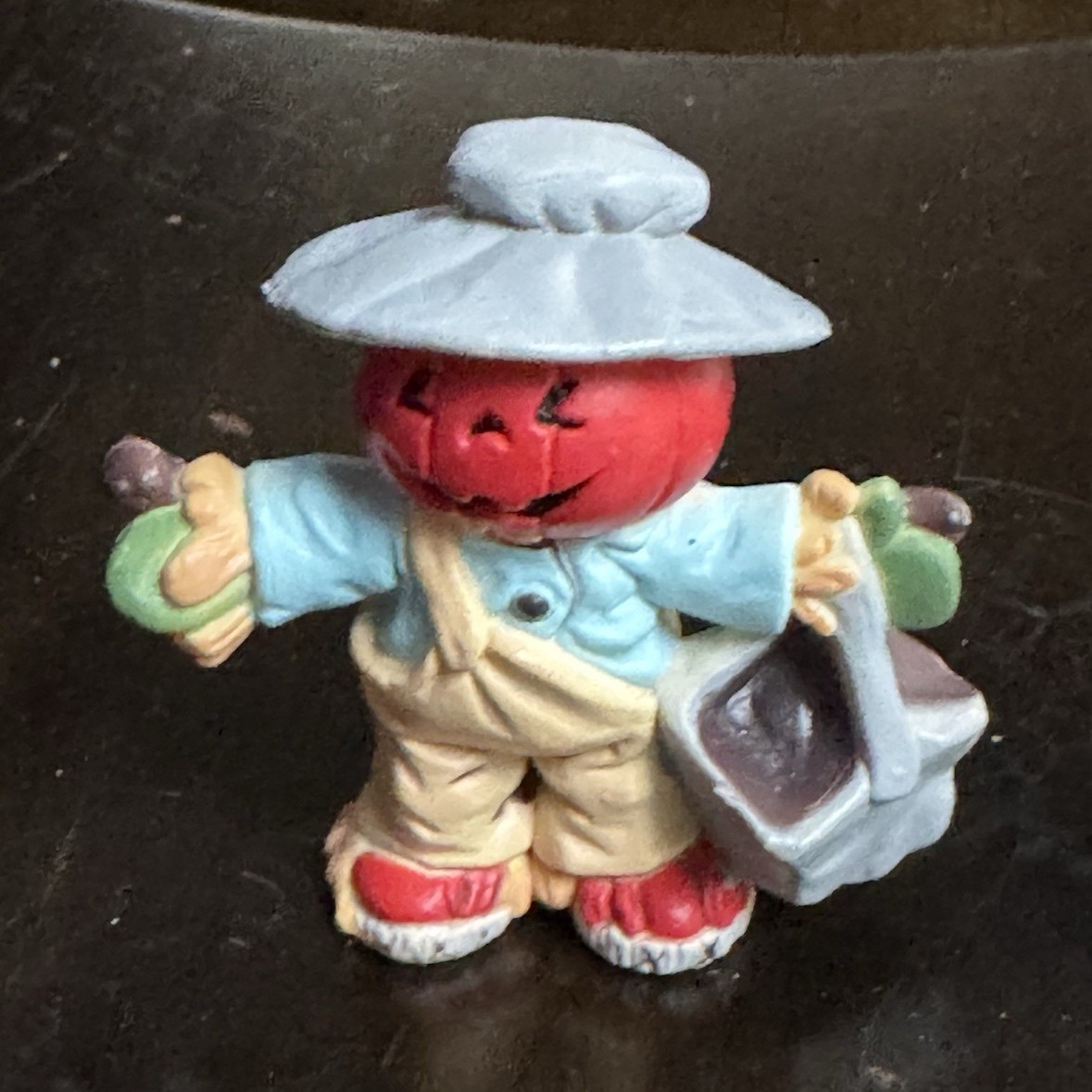 Vintage Enesco Halloween pumpkin scarecrow figure Hard Plastic