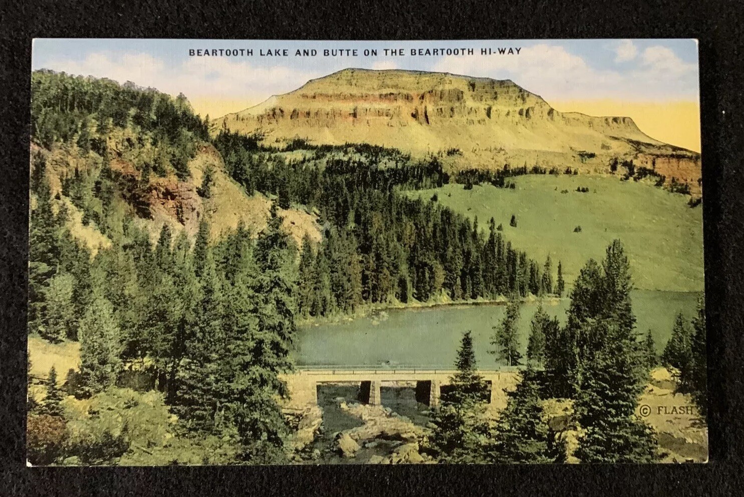 Beartooth Lake & Butte on the Beartooth Hi-Way, Montana - Linen Postcard Unused Beartooth Lake & Butte on the Beartooth Hi-Way, Montana - Linen Postcard Unused