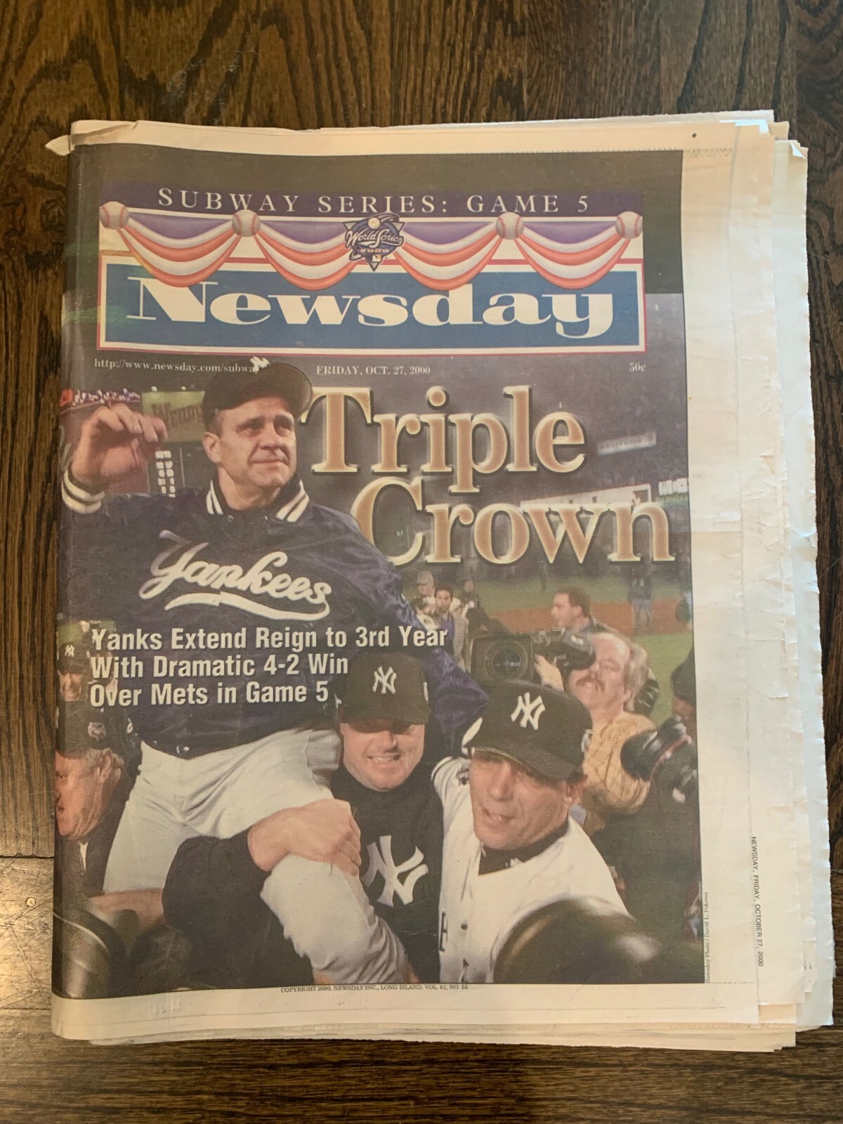 Newsday Friday Oct 27 2000 - Triple Crown - Subway Series Game 5 Complete Paper
