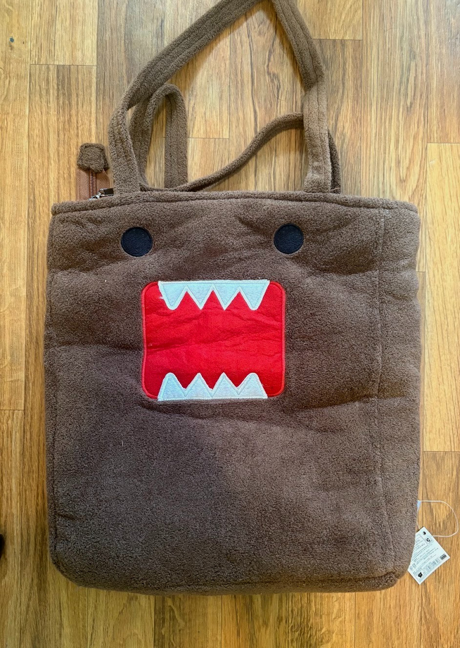 Vintage Y2K Domo Kun Face NHK-TYO Plush Tote Bag w/ Zipper & Tag NOS Rare Vintage Y2K Domo Kun Face NHK-TYO Plush Tote Bag w/ Zipper & Tag NOS Rare