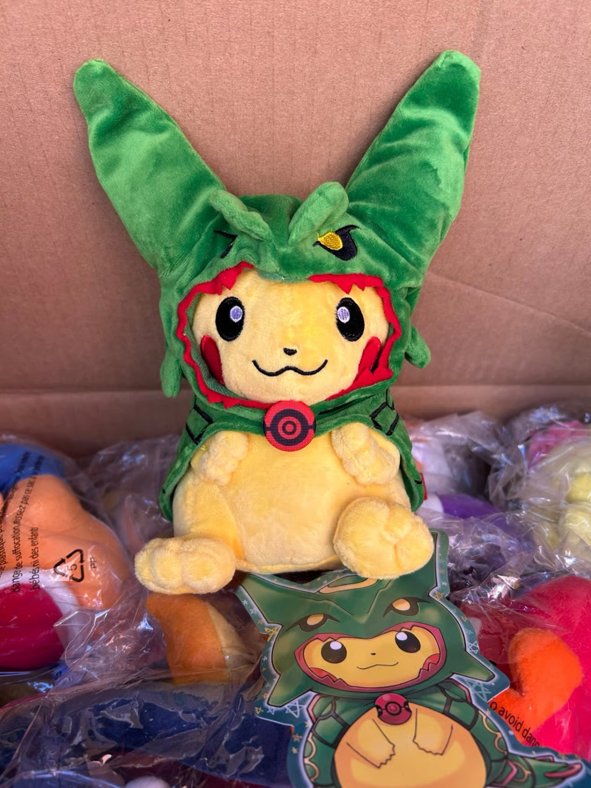 Pokemon Center Pikachu Rayquaza Poncho Plush 24cm Vintage from Japan