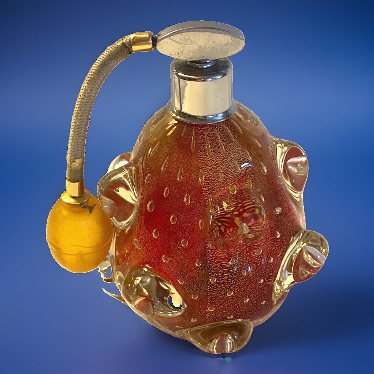 Rare  Mid Century Murano Glass & Stainless Perfume Atomiser