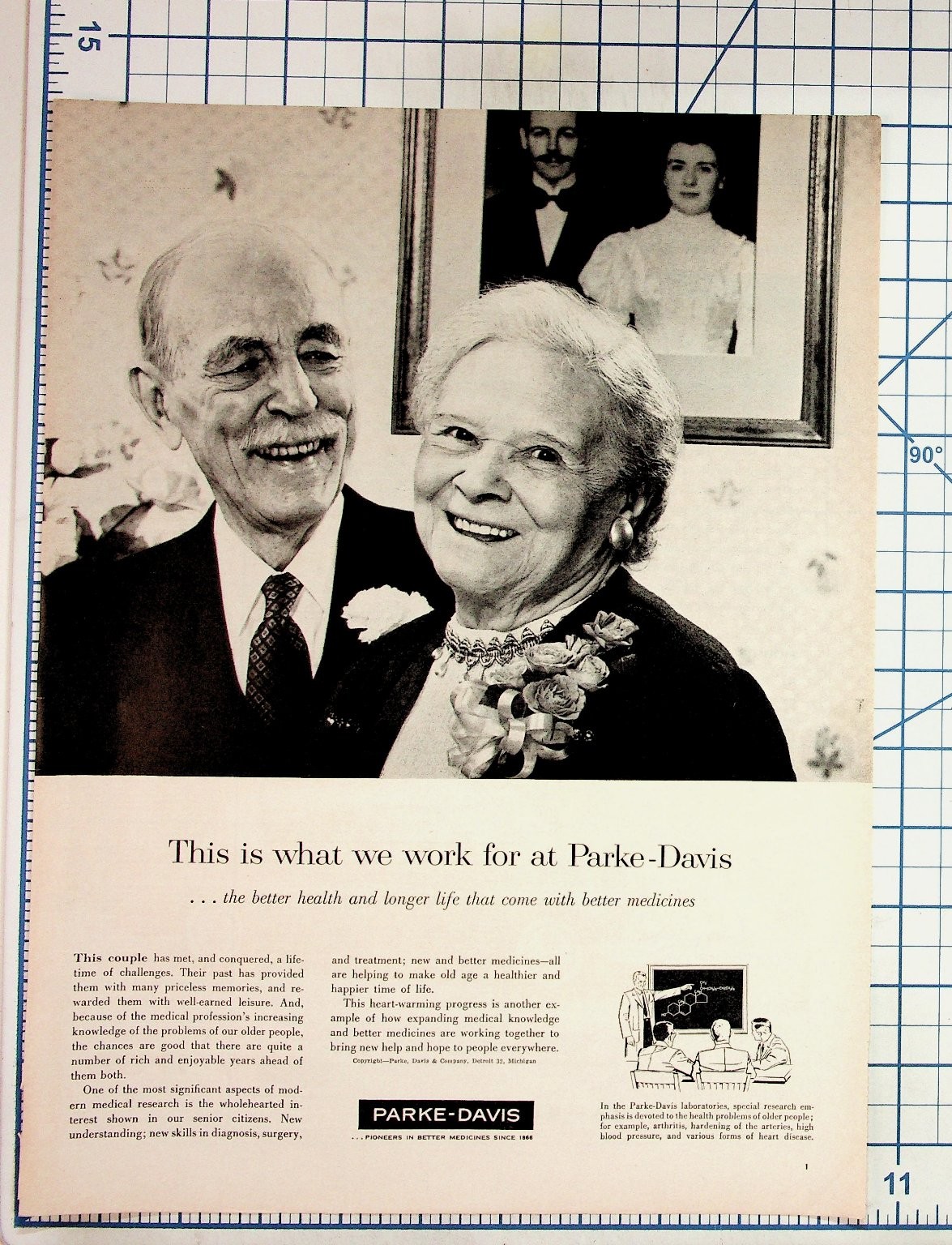 Vintage 1950s Parke-Davis Medicine Ad Elderly Couple Detroit Michigan Vintage 1950s Parke-Davis Medicine Ad Elderly Couple Detroit Michigan