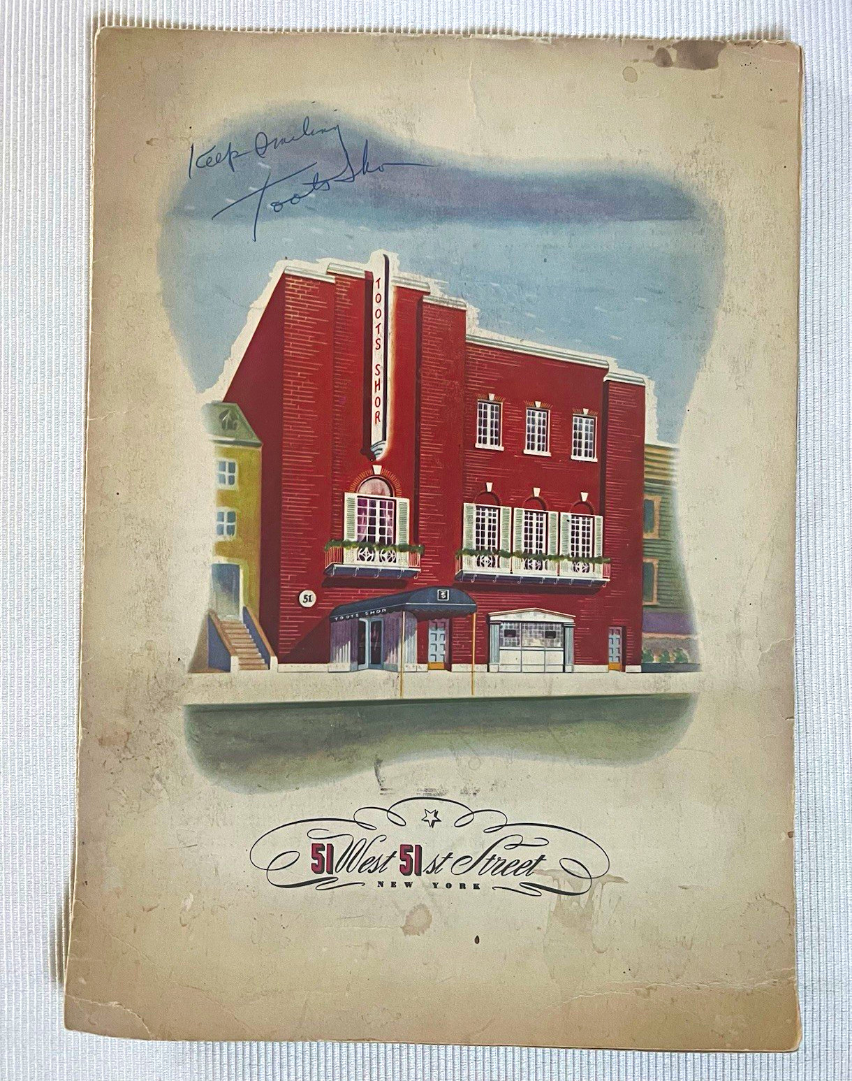 Vintage 1952 Toots Shor Menu Signed Autographed HOF Baseball Photo Ty Cobb