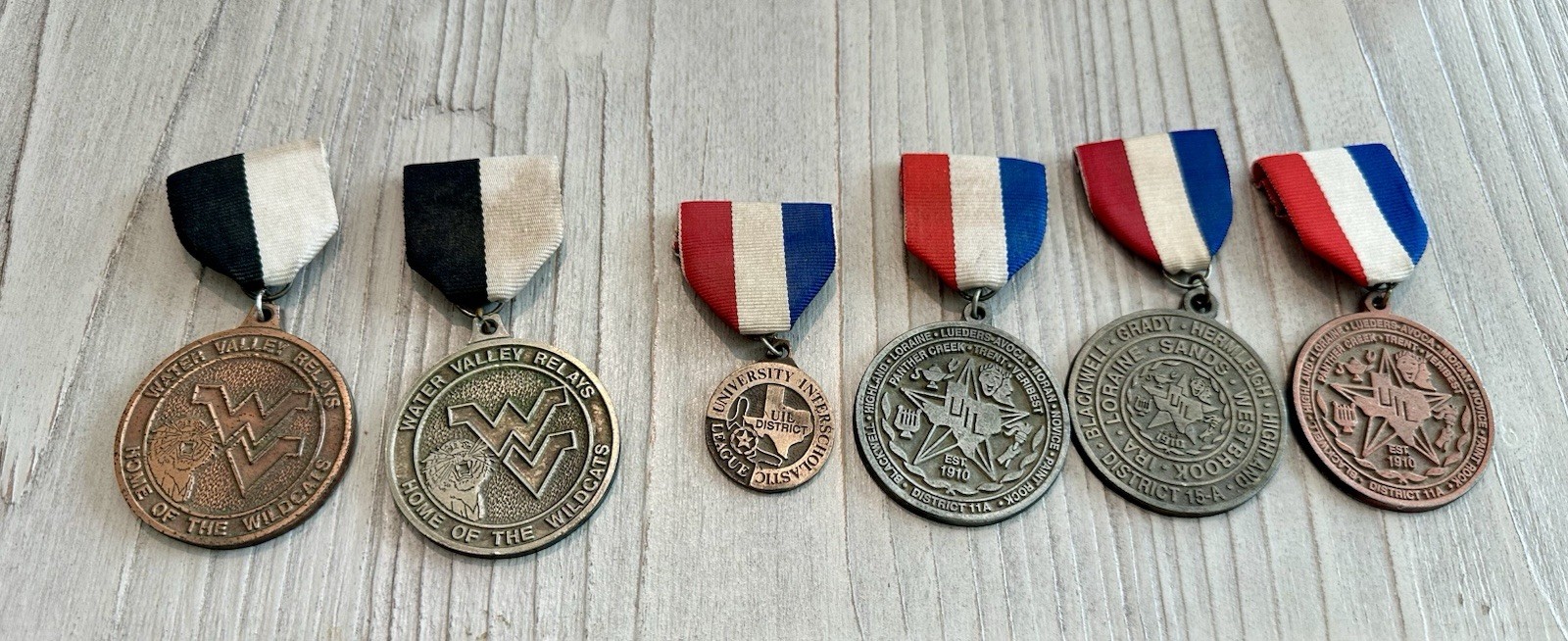 Vintage School Medal Lot Texas Tx 6 Total