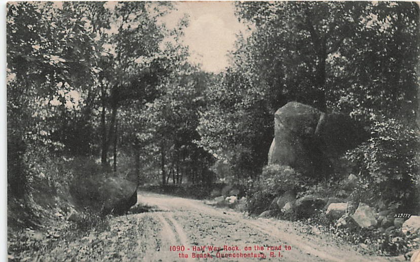 Postcard RI: Half Way Rock Road to Beach, Quonochontaug, Rhode Island DB 1909