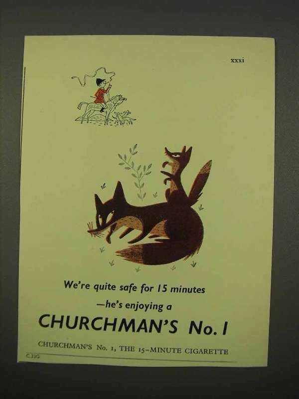 1955 Churchman\'s No. 1 Cigarette Ad - We\'re Quite Safe
