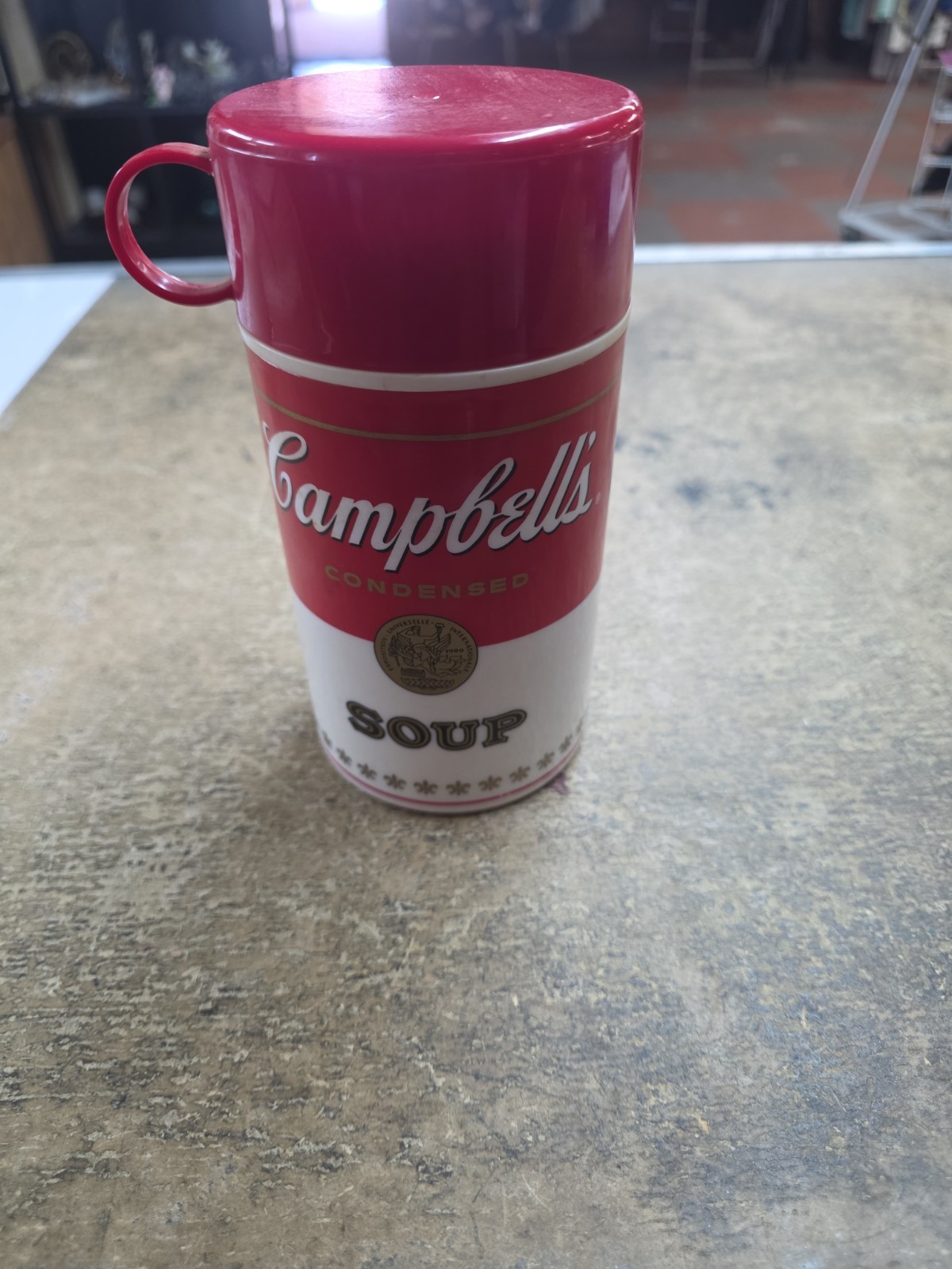 Vintage Campbells Soup Thermos Bottle Container Red Top Hot or Cold 11.5oz