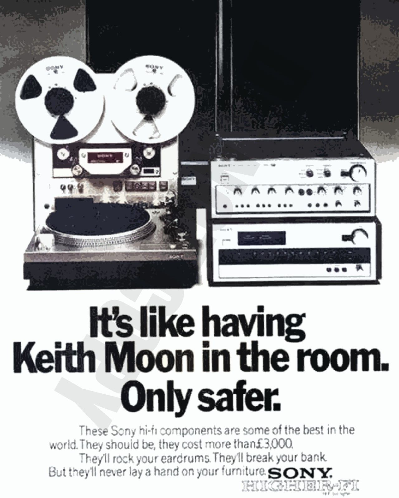 1970s KEITH MOON THE WHO Magazine Sony Press Advertisement Ad Art 8x10 Photo