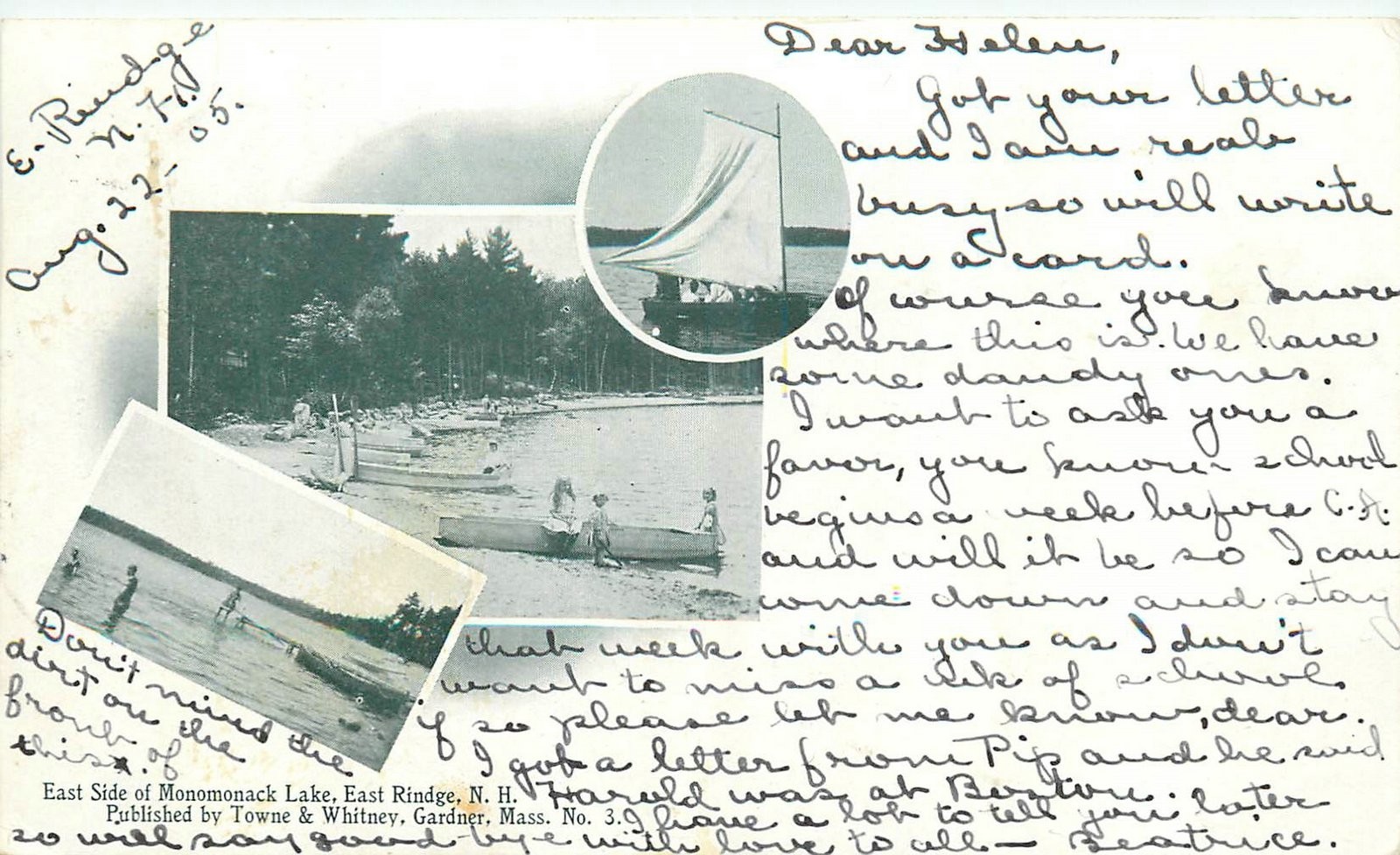1905 East Rindge New New Hampshire Multi View undivided Postcard 26-1044