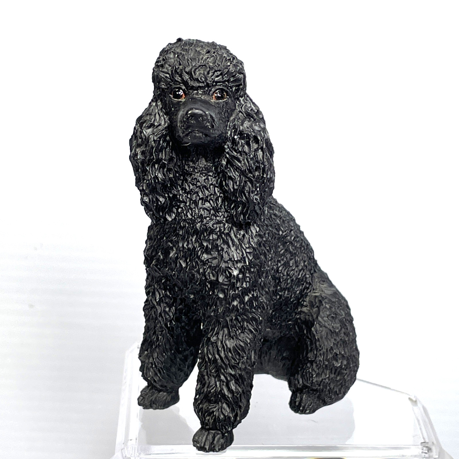 Black French Poodle Figurine Sitting at Attention 4.5
