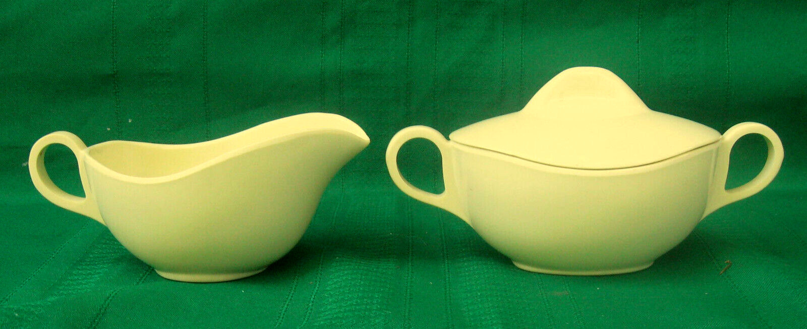Mid Century Melmac Yellow Covered Sugar Bowl and Creamer