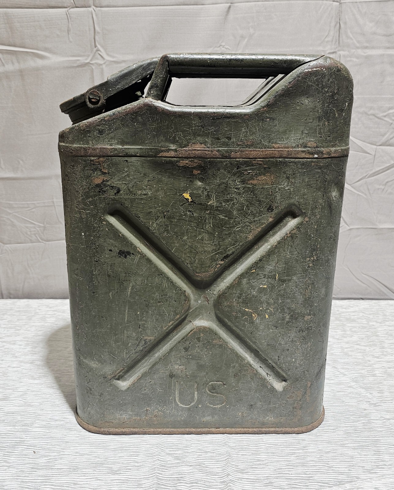 WWII USGI 5 Gallon Jerry Can – G.P. & F. Co. – Original Olive Drab – US Marked