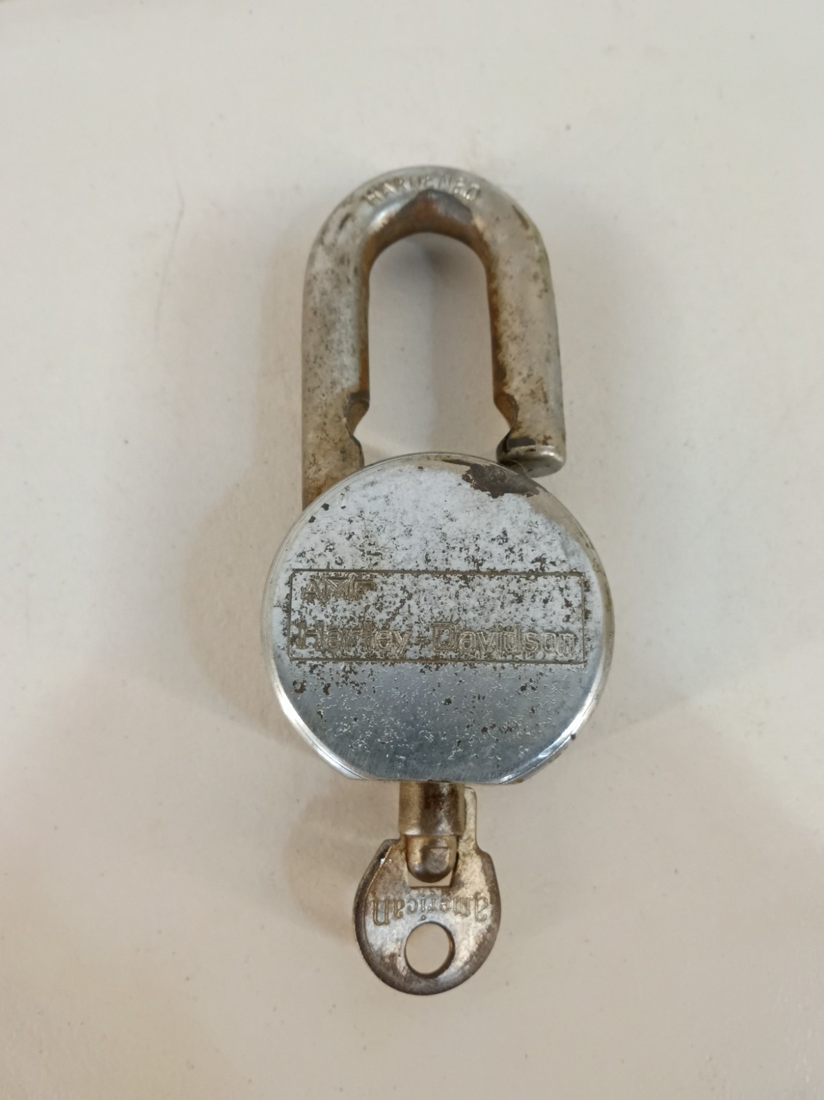 Vintage AMF Harley Davidson Motorcycle Padlock Frame Lock Shovelhead W/ Key...