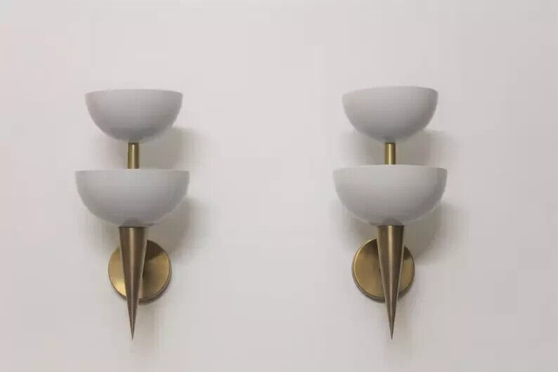 Pair Of Metal Cup a Sconces Italian Stilnovo Style Mid Century Wall Lights Lamps