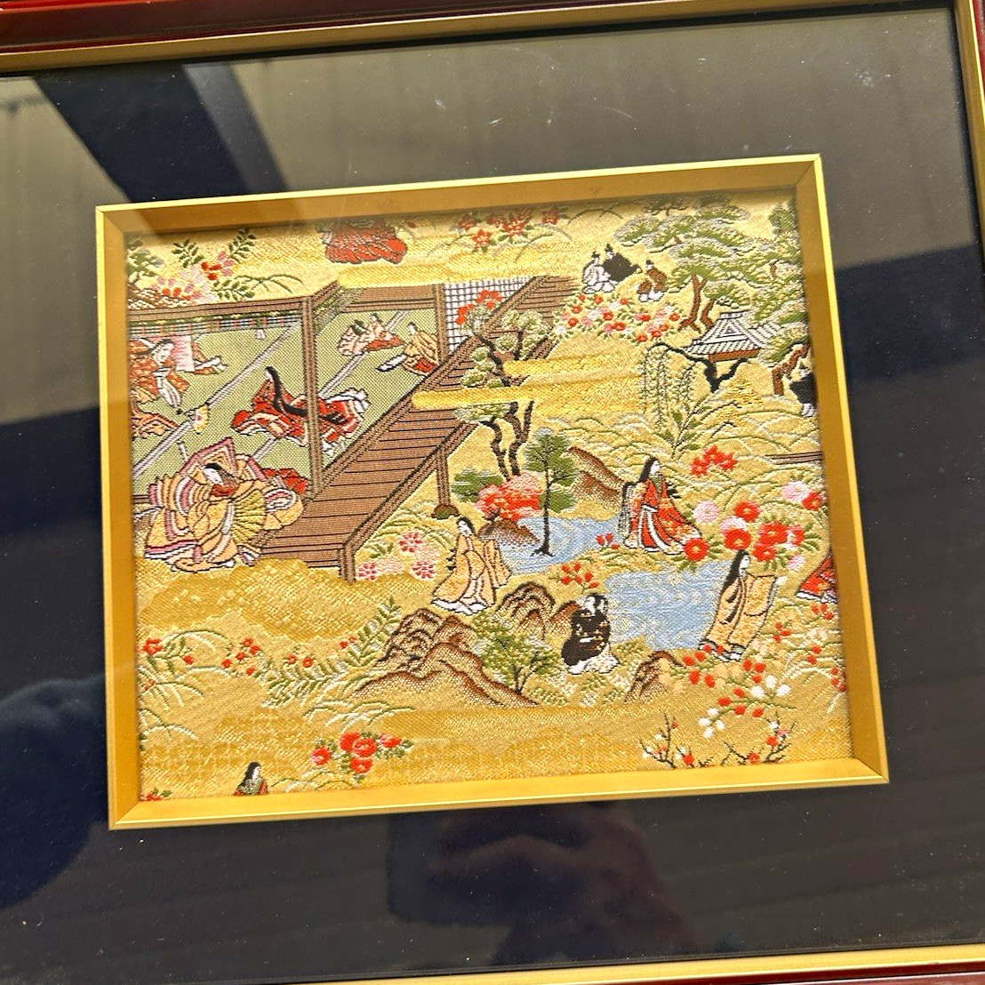 Set of 3 Framed Japanese Scenic Art Prints - Court & Landscape Scenes
