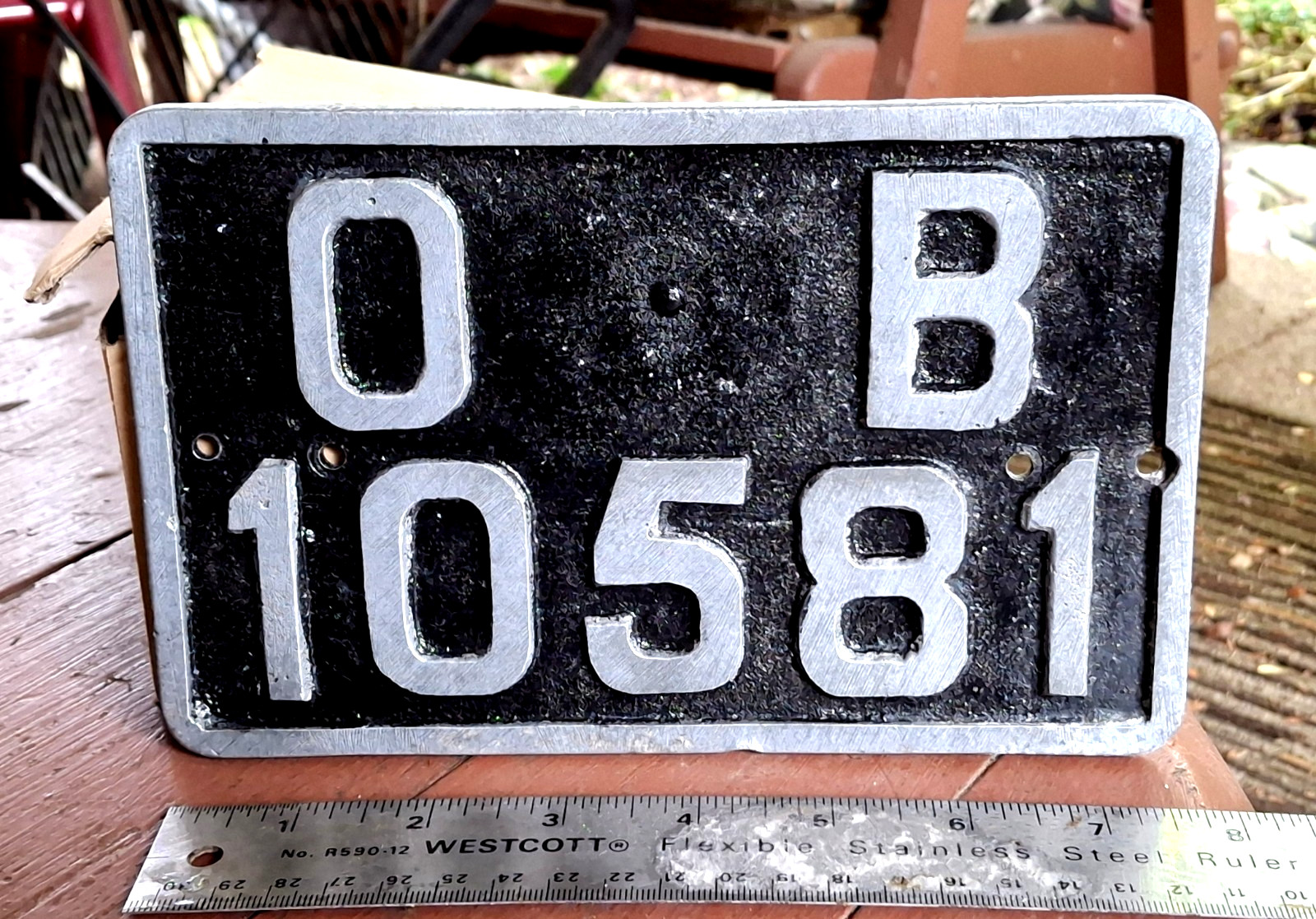 🏍 -  ORANGE FREE STATE - 50s vintage cast aluminum MOTORCYCLE license plate