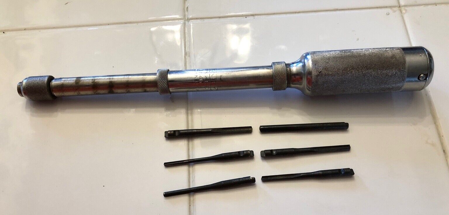 VINTAGE STANLEY NO. 41Y YANKEE PUSH DRILL WITH 6 DRILL BITS