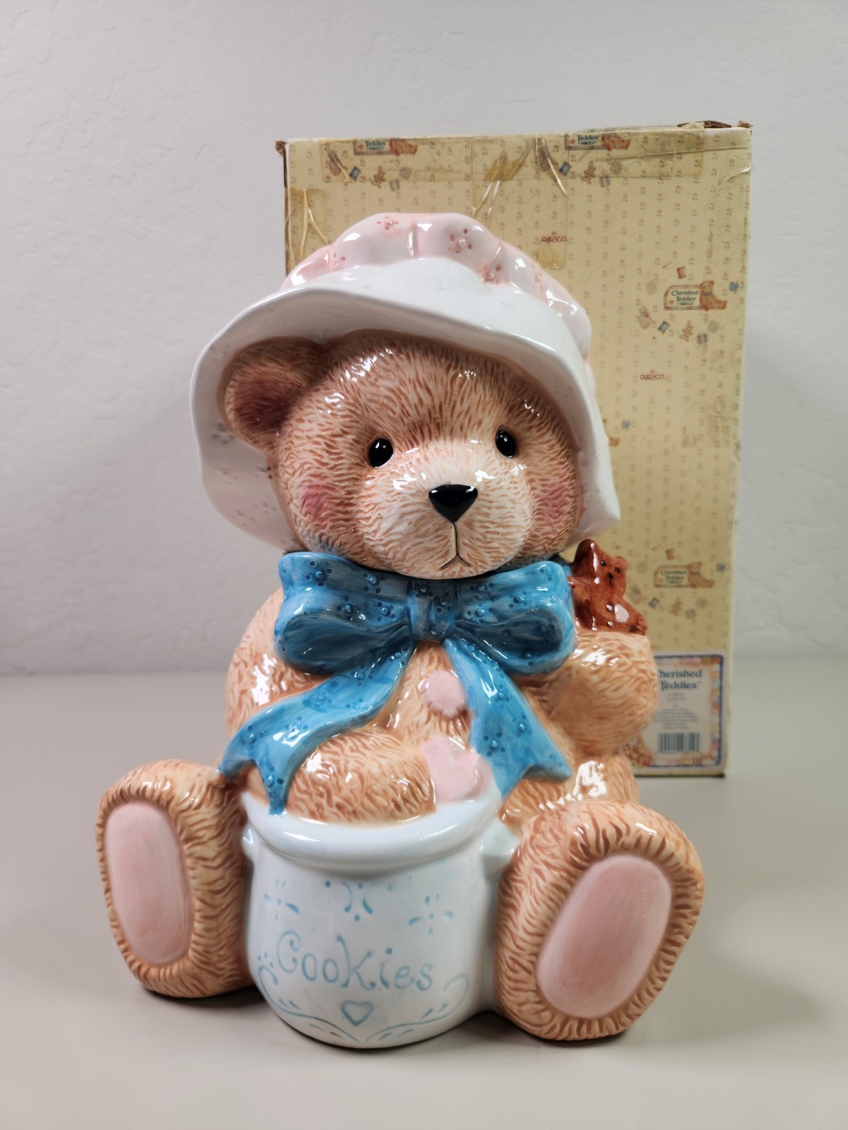 Vintage Cherished Teddies Cookie Jar 1994 Enesco Priscilla Hillman Bear Boxed Vintage Cherished Teddies Cookie Jar 1994 Enesco Priscilla Hillman Bear Boxed