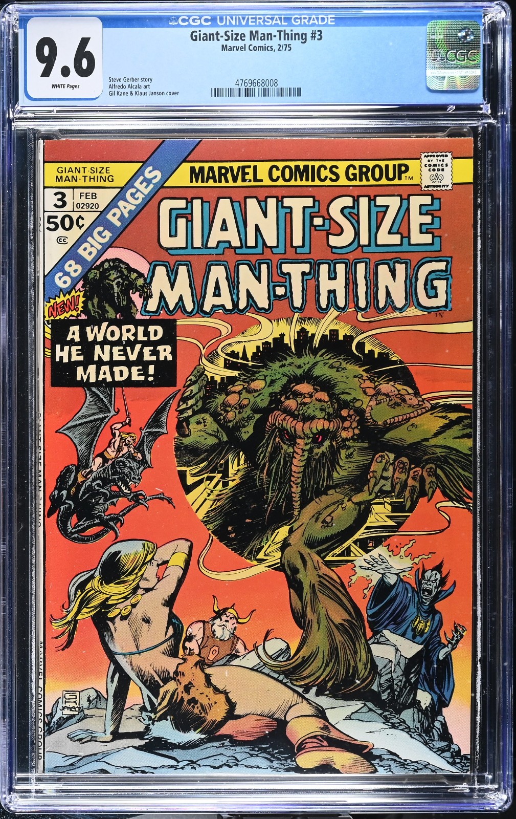GIANT-SIZE MAN-THING #3 CGC 9.6 White Pgs Gil Kane & Klaus Janson Cover 1975