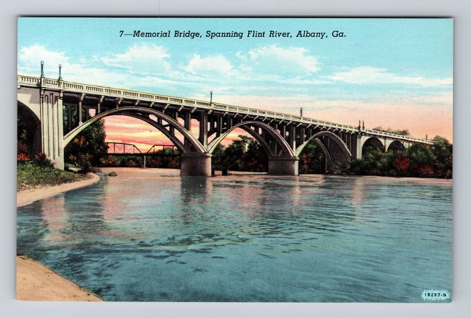 Albany GA-Georgia, Memorial Bridge, Spanning Flint River, Vintage Postcard