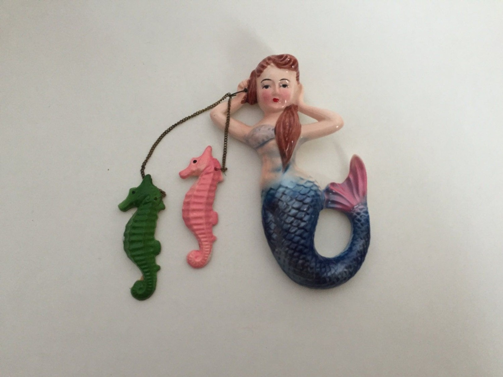 Vintage ceramic mermaid, with seahorses