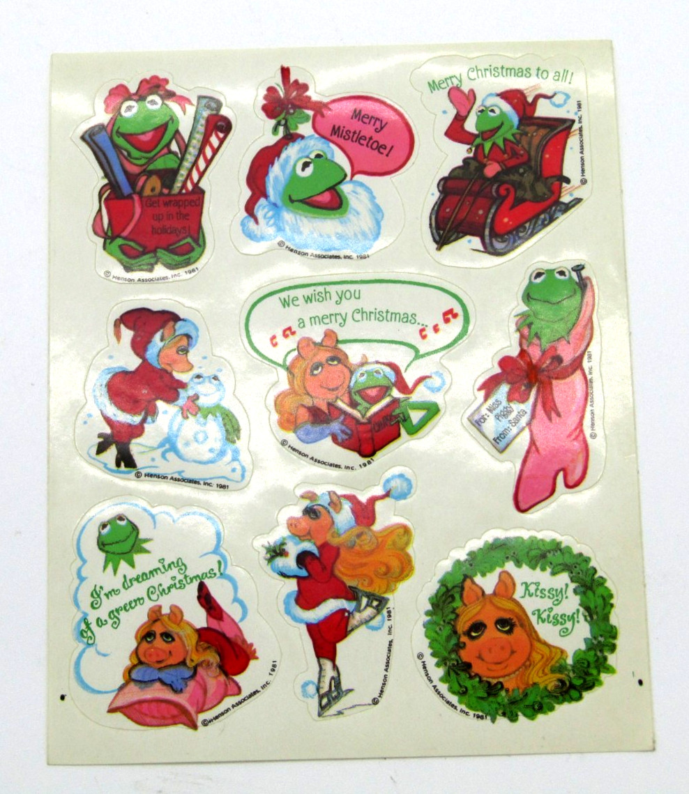 VTG 1981 Hallmark Muppets Christmas Stickers One Sheet Miss Piggy Kermit Snow VTG 1981 Hallmark Muppets Christmas Stickers One Sheet Miss Piggy Kermit Snow