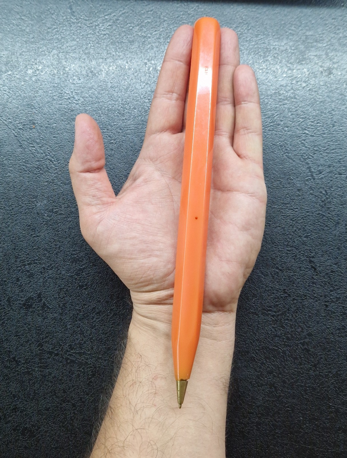 Vintage Giant Oversized Bakelite Catalin Orange Ballpoint Pen Desk Display 62g
