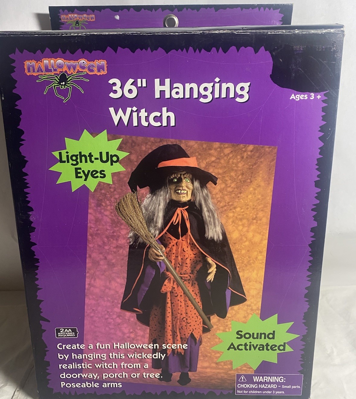 NOS NEW VTG Halloween Gemmy 2001 36” Hanging Witch Decoration Sound Activated NOS NEW VTG Halloween Gemmy 2001 36” Hanging Witch Decoration Sound Activated