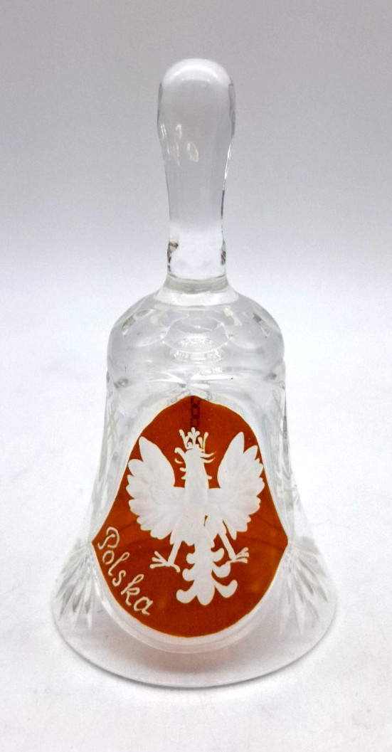 Vtg Violetta Polish Handcut Lead Crystal Bell Poland Polska Eagle Coat of Arms