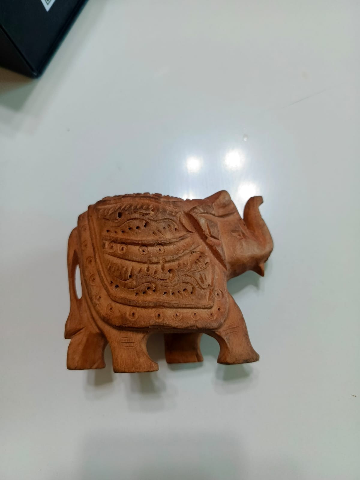 Hand-Carved Wooden Elephant Statue | Vintage Carved Wood