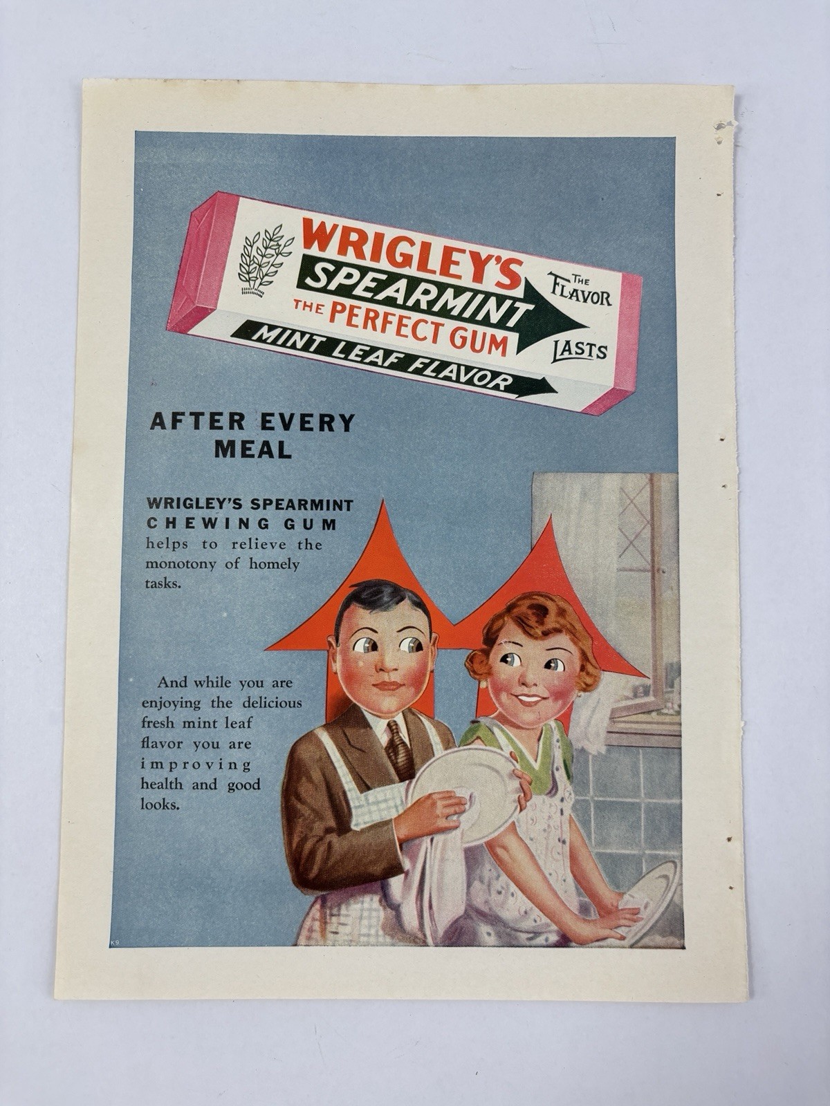 Vintage 1920s Wrigleys Spearmint Chewing Gum Magazine Print Ad Kitchen