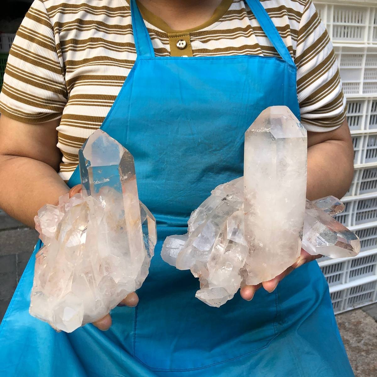 2pcs 5.61LB Natural White Clear Quartz Crystal Cluster Rough Healing Specimen