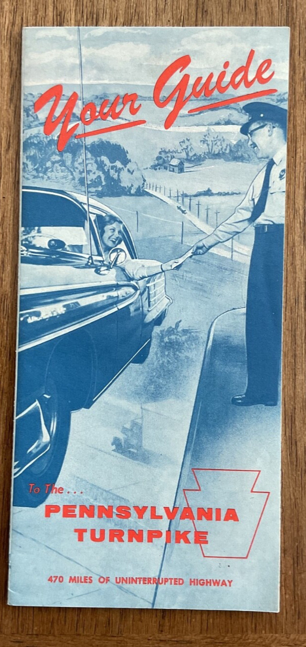Vintage 1959-63 Pennsylvania Turnpike tourist map brochure Vintage 1959-63 Pennsylvania Turnpike tourist map brochure